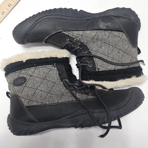 JBU by Jambu Black Herringbone Jane Faux Fur Lined Boot Bootie Womens 10M - Picture 2 of 13